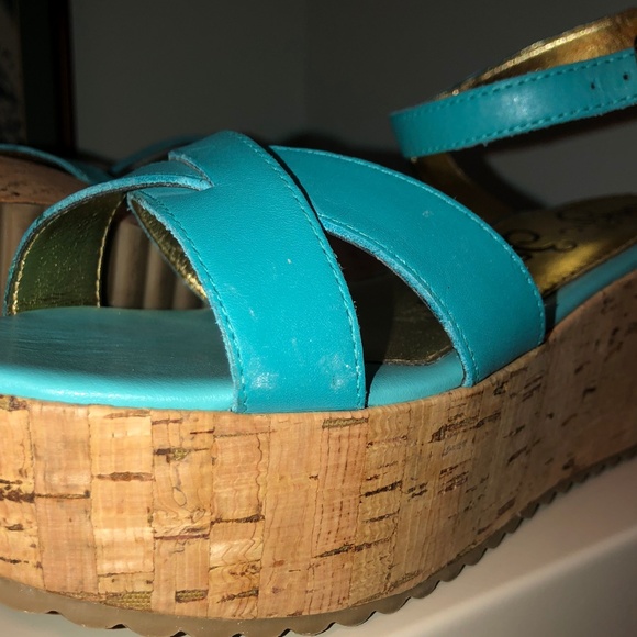 Sergio Zelcer Blue Cork Wedges 8 - Picture 3 of 6